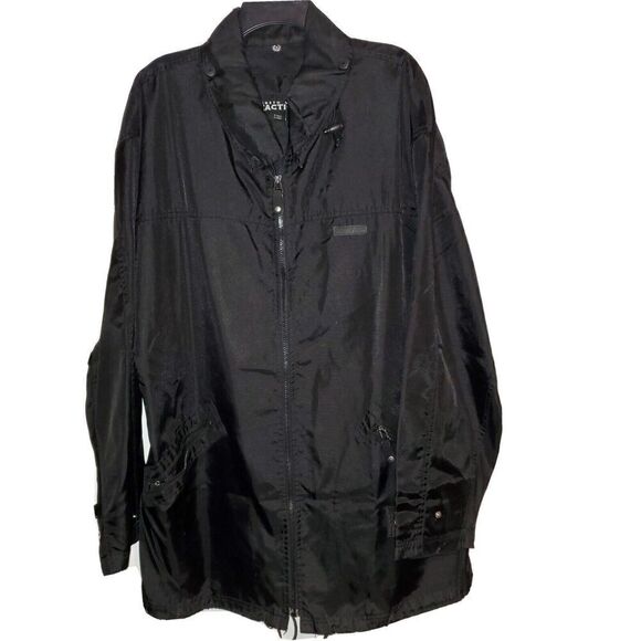 Kenneth Cole Reaction Mens Jacket Large Black Coat Pockets Nylon Long Winter - Picture 1 of 4